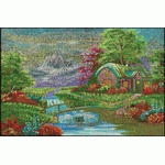 Mountain clear water show disorderneedle embroidery landscape disorderly needle embroidery, craft ve embroidery pattern album