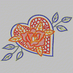 Heart-shaped flowers and green leaf embroidery embroidery pattern album