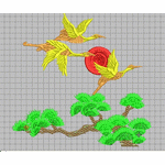 Sun Crane Tree embroidery pattern album