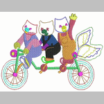 Three Bears Bike Cartoon embroidery pattern album