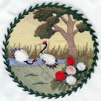 Crane Tree Flower Cloth Seal embroidery pattern album