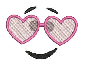 Heart shape of a friend wearing glasses in cartoon embroidery pattern album