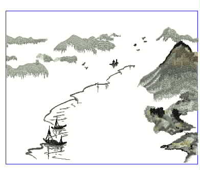 Wall covering background wall ink landscape painting scenery boat embroidery pattern album