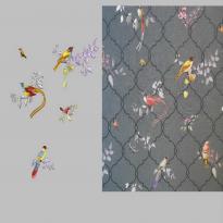 Wall covering bird background wall embroidery pattern album