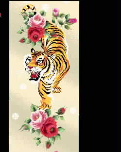 Tiger Down the Mountain Tiger-Beautiful Flower embroidery pattern album