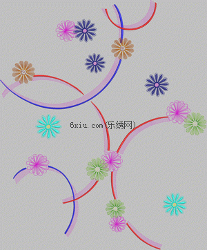 Curved X-shaped petals embroidery pattern album