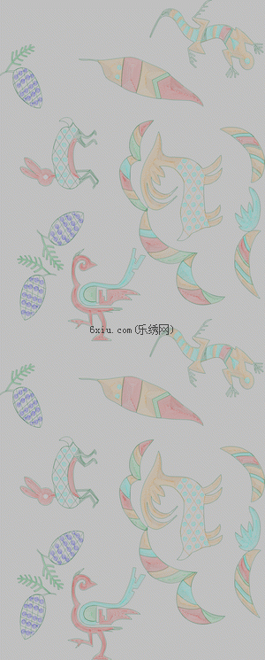 Bird Gecko Frescoes embroidery pattern album