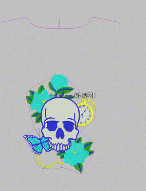 Skeleton, Butterfly and Beautiful Flowers embroidery pattern album