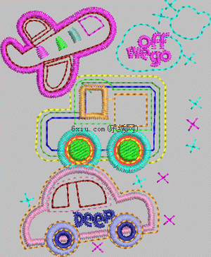 Car and airplane patch children's clothing embroidery pattern album