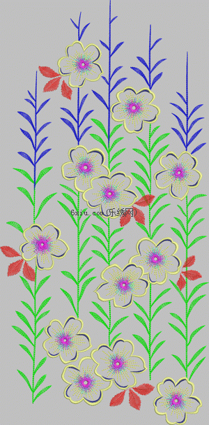 Straight flowers and trees embroidery pattern album