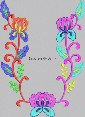 Symmetrical flower strips embroidery pattern album