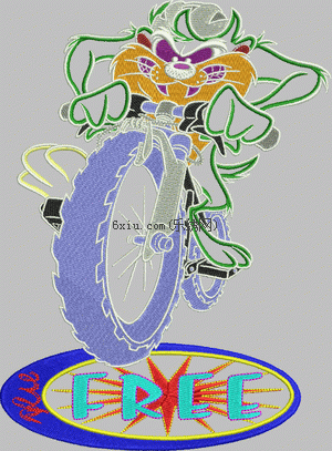 Cartoon riding electric bicycle embroidery pattern album