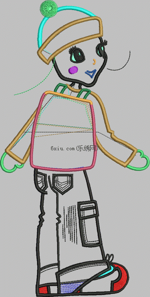 A boy in a backpack embroidery pattern album