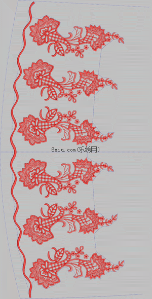 Wave curve of hem skirt embroidery pattern album