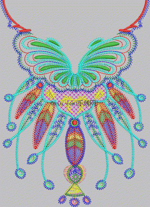 Abstract lock needle in butterfly front collar embroidery pattern album