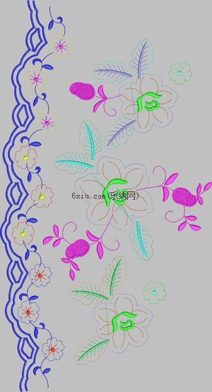 Placing flowers under children embroidery pattern album