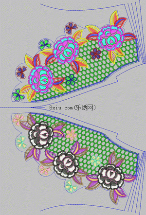 Analog polychromatic water-soluble front middle flower complex embroidery pattern album
