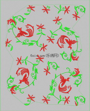 Phoenix-like Curved Leaves embroidery pattern album