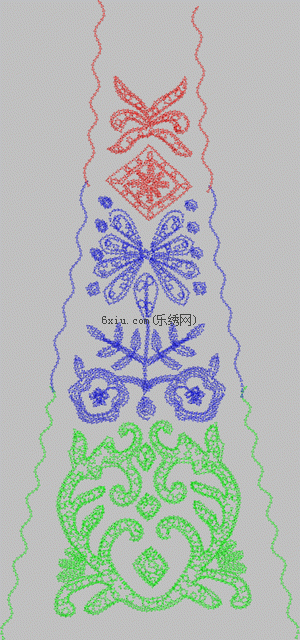 Ladder-shaped rhombic butterfly-like flower embroidery pattern album