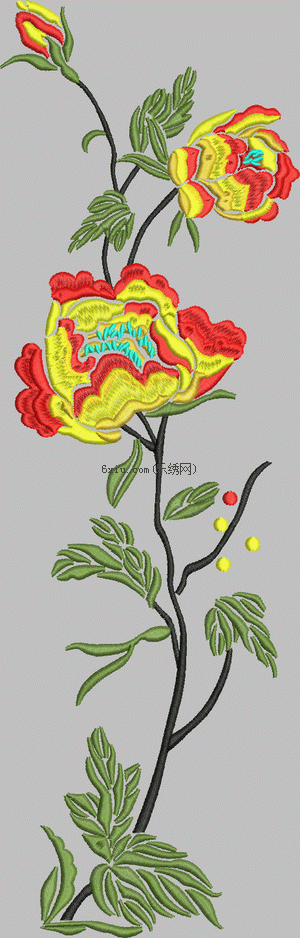 Subshrubby peony flower embroidery pattern album