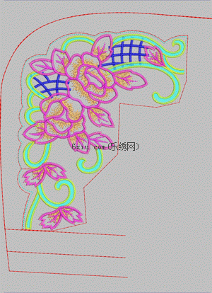 Neckline flower embroidery pattern album