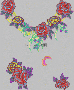 Peony collar stamping embroidery pattern album