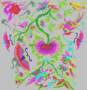 Traditional auspicious Phoenix bird Tang suit embroidery pattern album