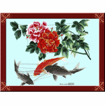 Fish carp year after year more than craft boutique peony flower embroidery pattern album
