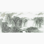 Ink flying waterfall scenery trickle-down craft boutique embroidery pattern album