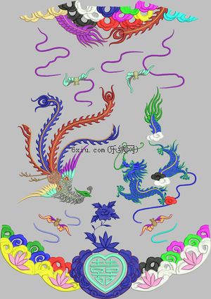 Shuangxi Linmen Phoenix and Dragon embroidery pattern album