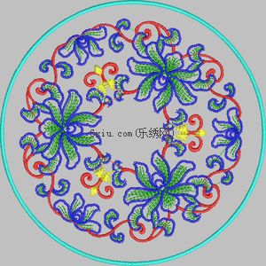 Circular curvilinear flower embroidery pattern album