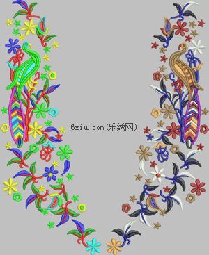 Peacock flowers embroidery pattern album