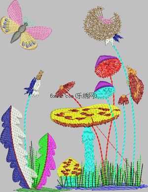 Children's wear of mushroom and dandelion embroidery pattern album
