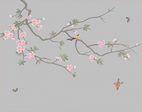 Wall covering, birds and flowers, background wall embroidery pattern album