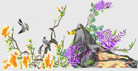 Wall covering, birds and flowers, background wall embroidery pattern album