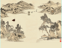Wall covering chinese style landscape painting background wall embroidery pattern album
