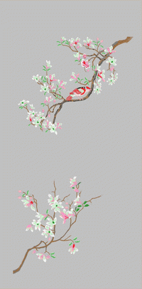 Wall covering magnolia flower bird background wall embroidery pattern album