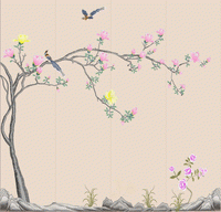 Wall covering bird on branch background wall embroidery pattern album