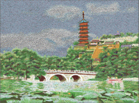 The scenery Jinshan Temple fine needle embroidery embroidery pattern album