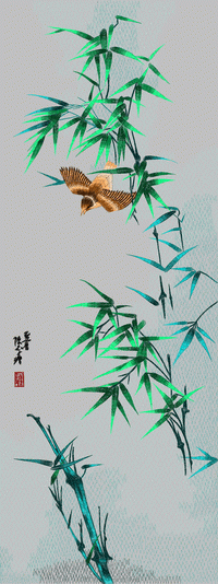 Wall covering bamboo bird background wall embroidery pattern album