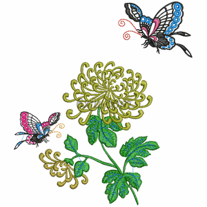 Butterfly Chrysanthemum embroidery pattern album