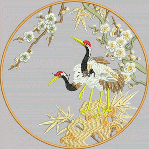Crane circle embroidery pattern album