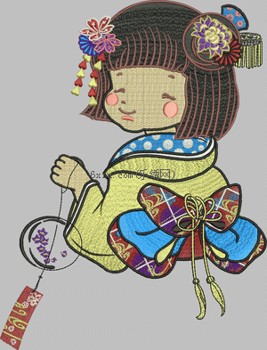 Little girl in kimono embroidery pattern album