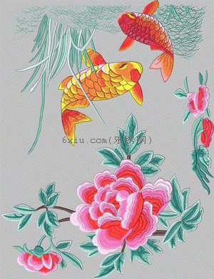 Pretty flower carp embroidery pattern album
