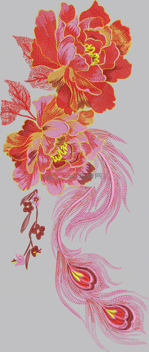 Pretty flower phoenix tail embroidery pattern album