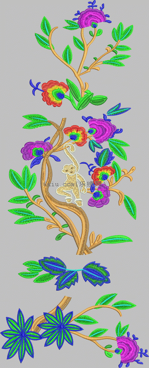 Pretty flower monkey embroidery pattern album