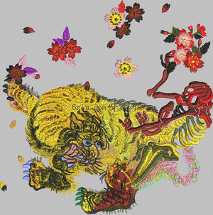 Skeletal Tiger embroidery pattern album