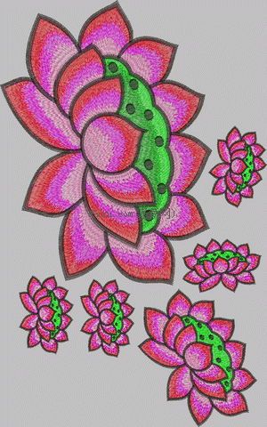 Lotus flower embroidery pattern album