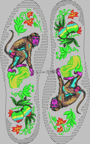 Insole monkey embroidery pattern album