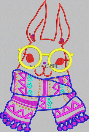 Abstract cartoon rabbit embroidery pattern album
